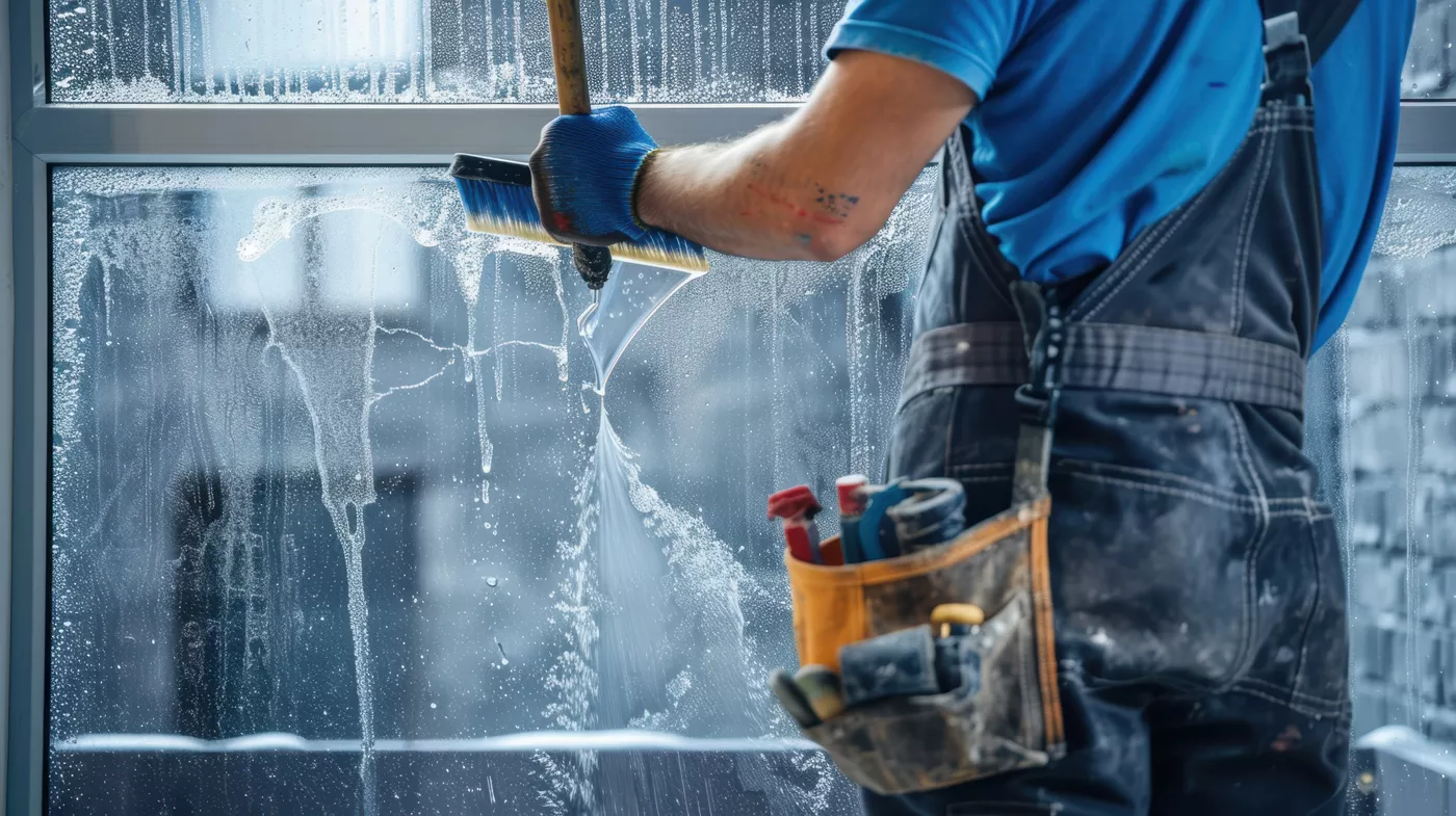 Fensterfront nach professioneller Grundreinigung